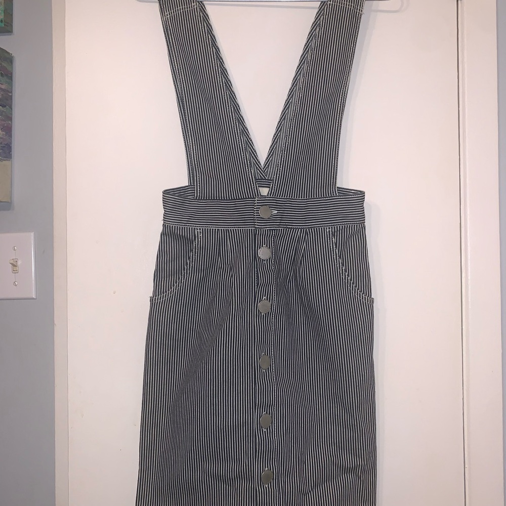 Maje Black and White Denim Overalls